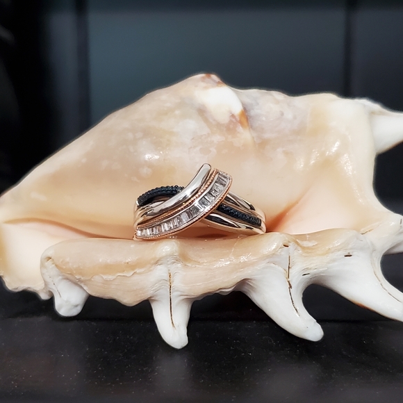 Diamond Ring Sterling & 10K Rose Gold Size 7 - Picture 6 of 14